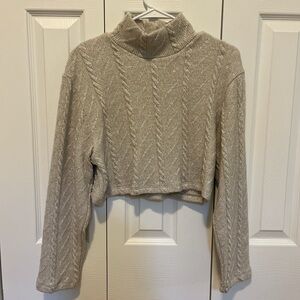 Zara Grey/Tan High Neck Sweater Size Small
